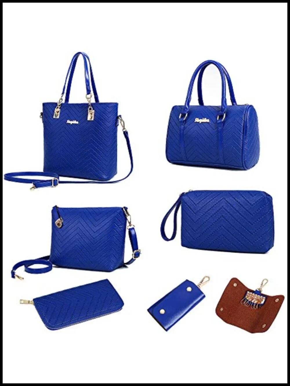 PU Leather Women Handbags Set of 6 Tote Shoulder Crossbody Bags Set